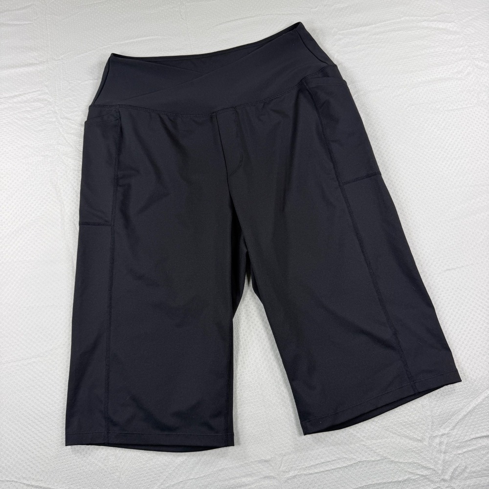 Baleaf Womens Black Crossover High Waisted Wide Cropped Side Pockets - sz Small?